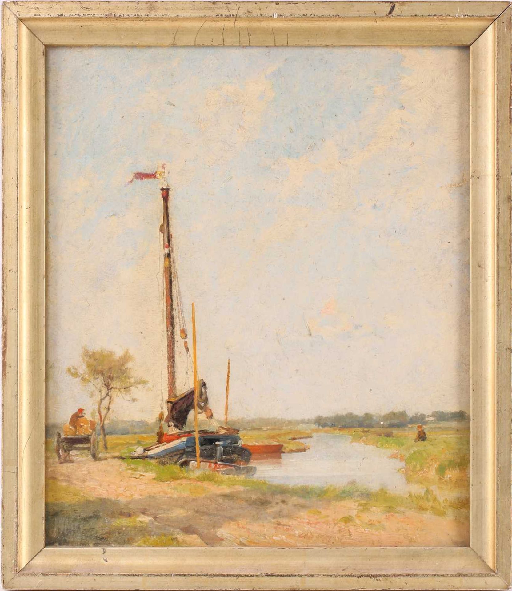 Frederick George Cotman RI. ROI. (British, 1850-1920), 'The Cliff Farm' & 'Suffollk Barge', oil on - Image 2 of 8