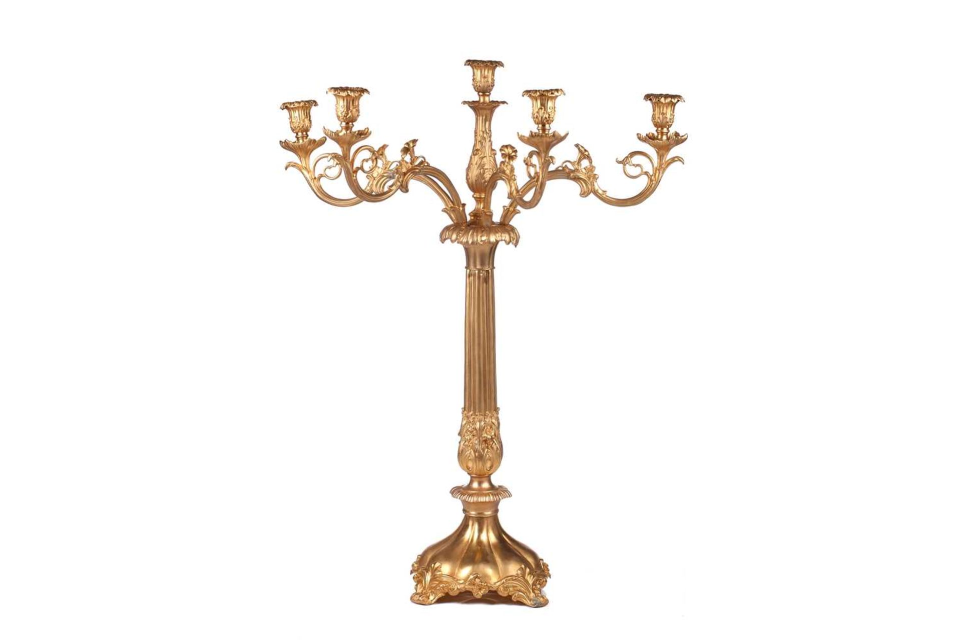 A pair of large, impressive gilt metal table candelabrum with seven removable convolvulus vine - Image 3 of 14