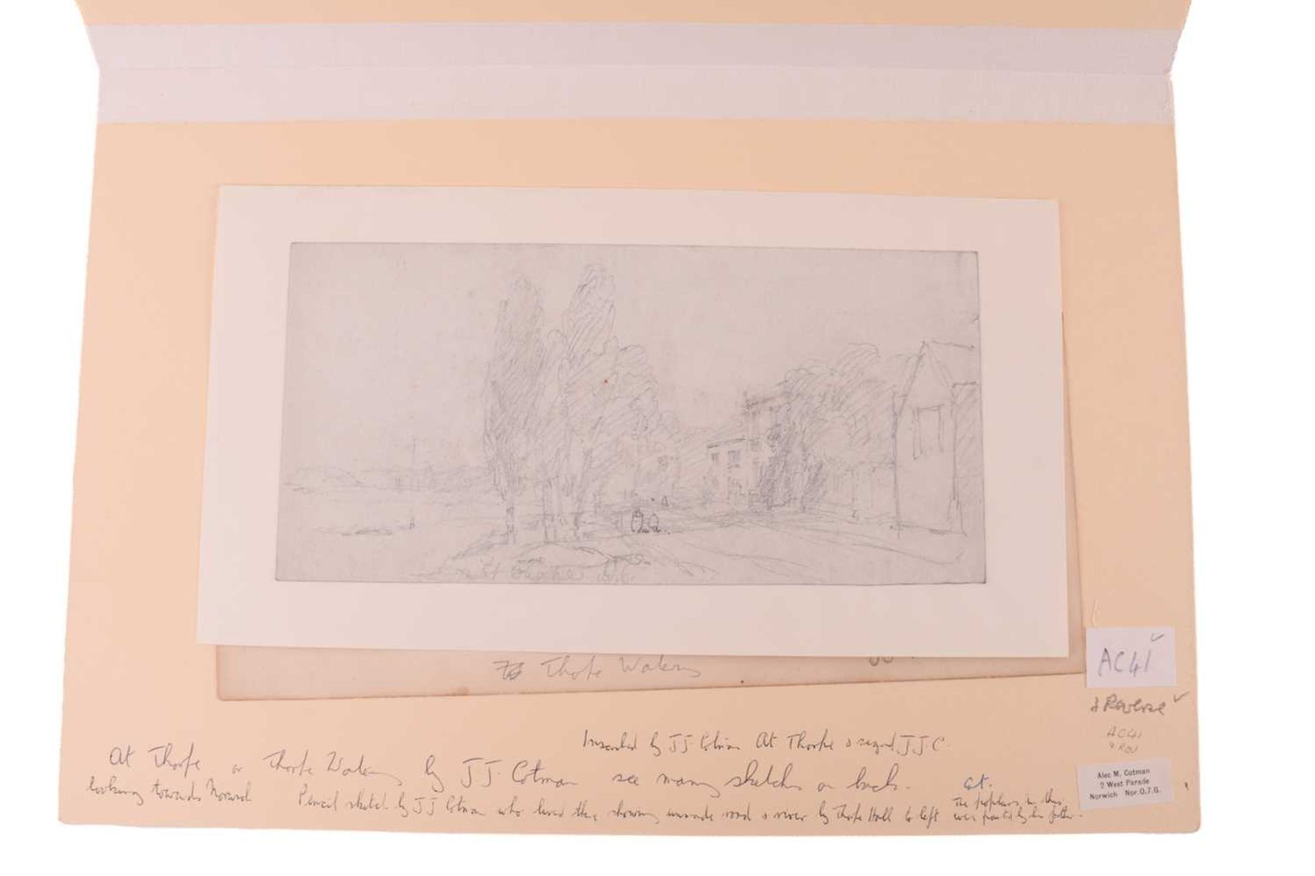 John Joseph Cotman (1814 - 1878), four pencil sketches, 'Trees in landscape', & 'Riverscape', both - Image 14 of 15