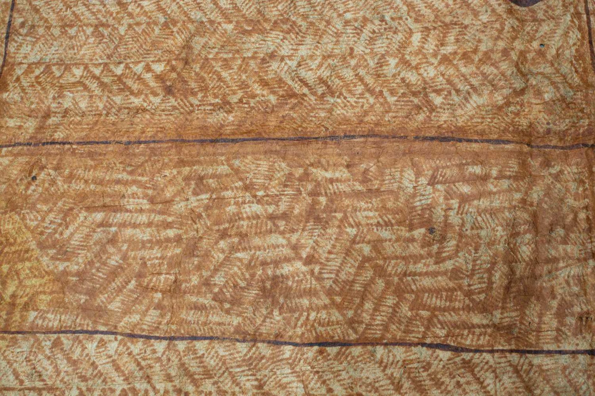 Of historical Fijian interest; a Fijian bark cloth blanket (?), late 19th century painted with earth - Image 4 of 16