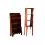 A 19th century and later mahogany waterfall bookcase, on short turned legs, 53.5cm wide, 94.5cm
