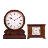 A Victorian oak single fusee mantle timepiece with carved "drum-head" case and a simple unnamed