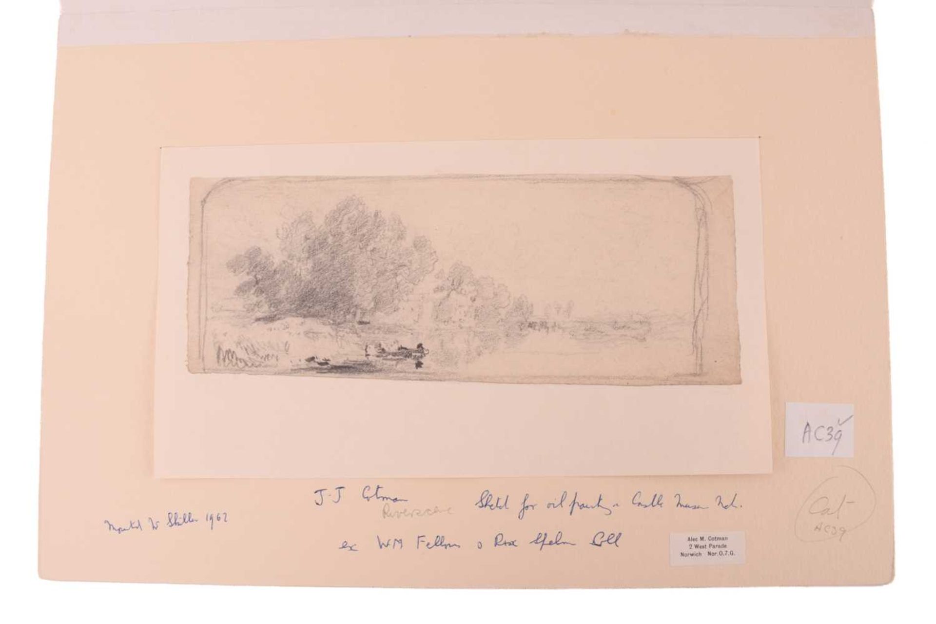 John Joseph Cotman (1814 - 1878), four pencil sketches, 'Trees in landscape', & 'Riverscape', both - Image 7 of 15