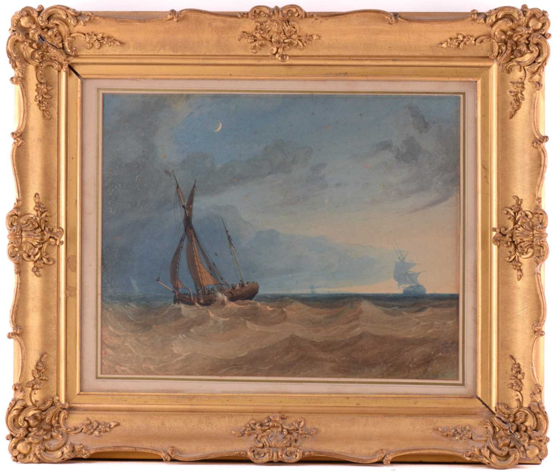Miles Edmund Cotman (British, 1810-1858), 'Sea Piece - Moonlight', signed and dated 1850, - Image 2 of 15