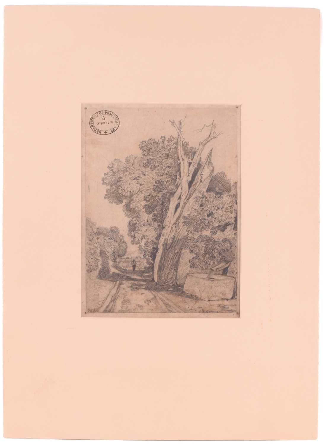 John Sell Cotman (1782 - 1842), 'Rural Lane with Figure and Water Trough', signed, pencil sketch, - Image 2 of 9