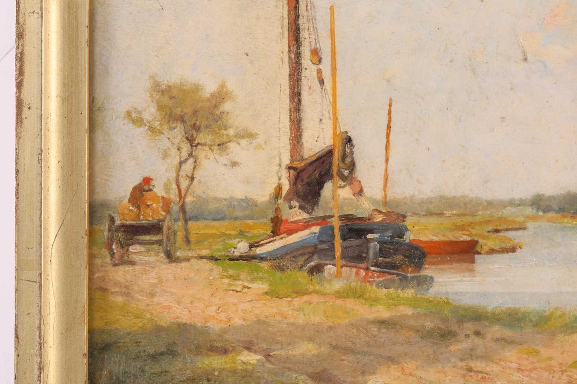 Frederick George Cotman RI. ROI. (British, 1850-1920), 'The Cliff Farm' & 'Suffollk Barge', oil on - Image 6 of 8