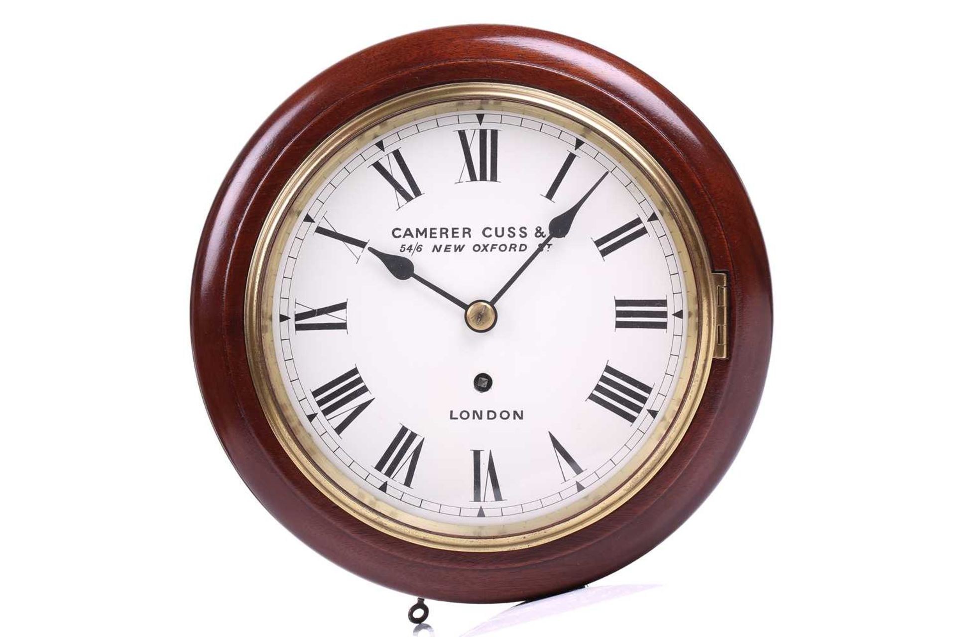 A Camerer Cuss of 54/6 Oxford St, London, an unusually small single fusee wall timepiece with a