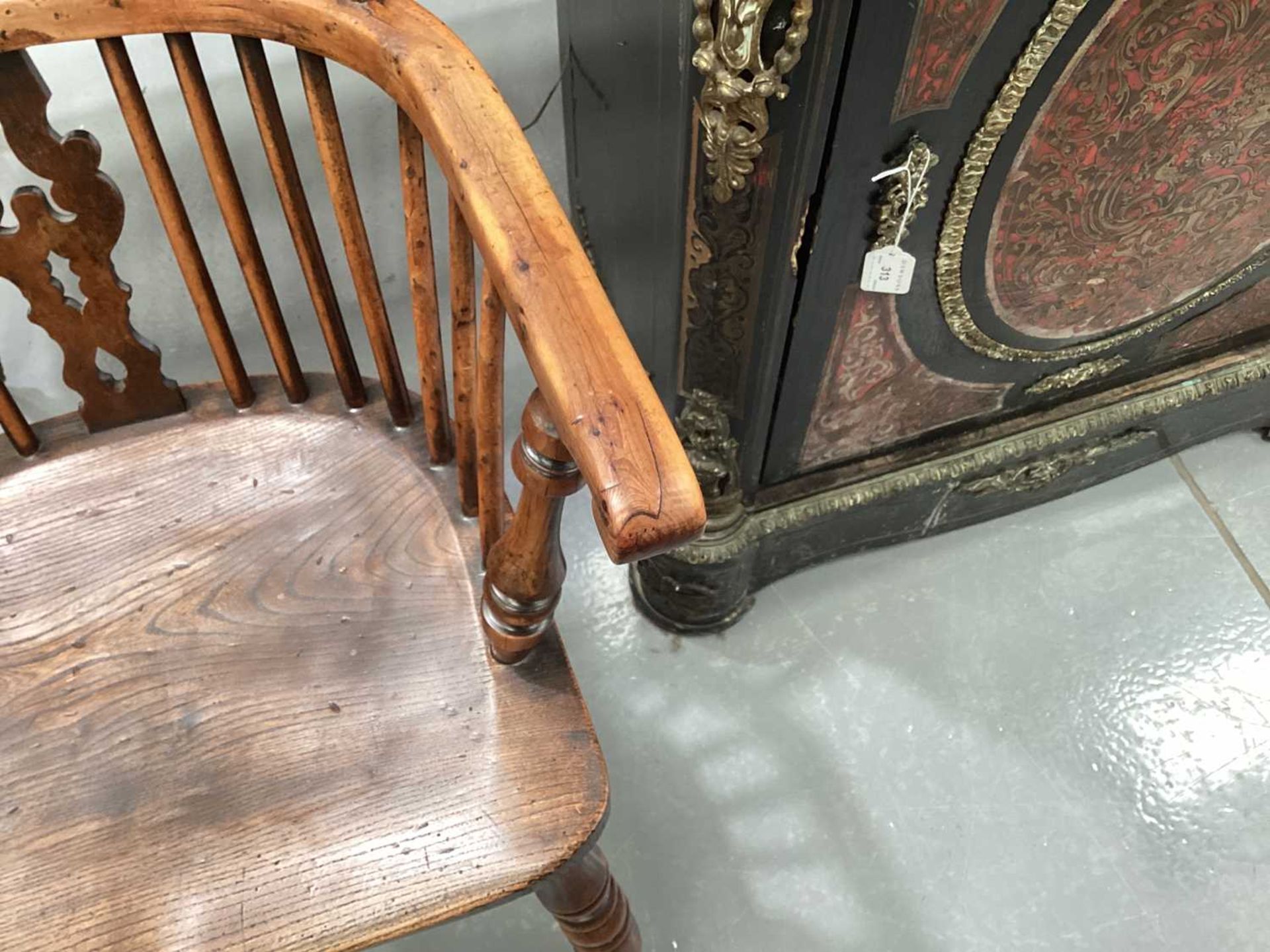 A 19th century Nottinghamshire yew wood and ash high back Windsor chair, with shaped and pierced - Image 9 of 10
