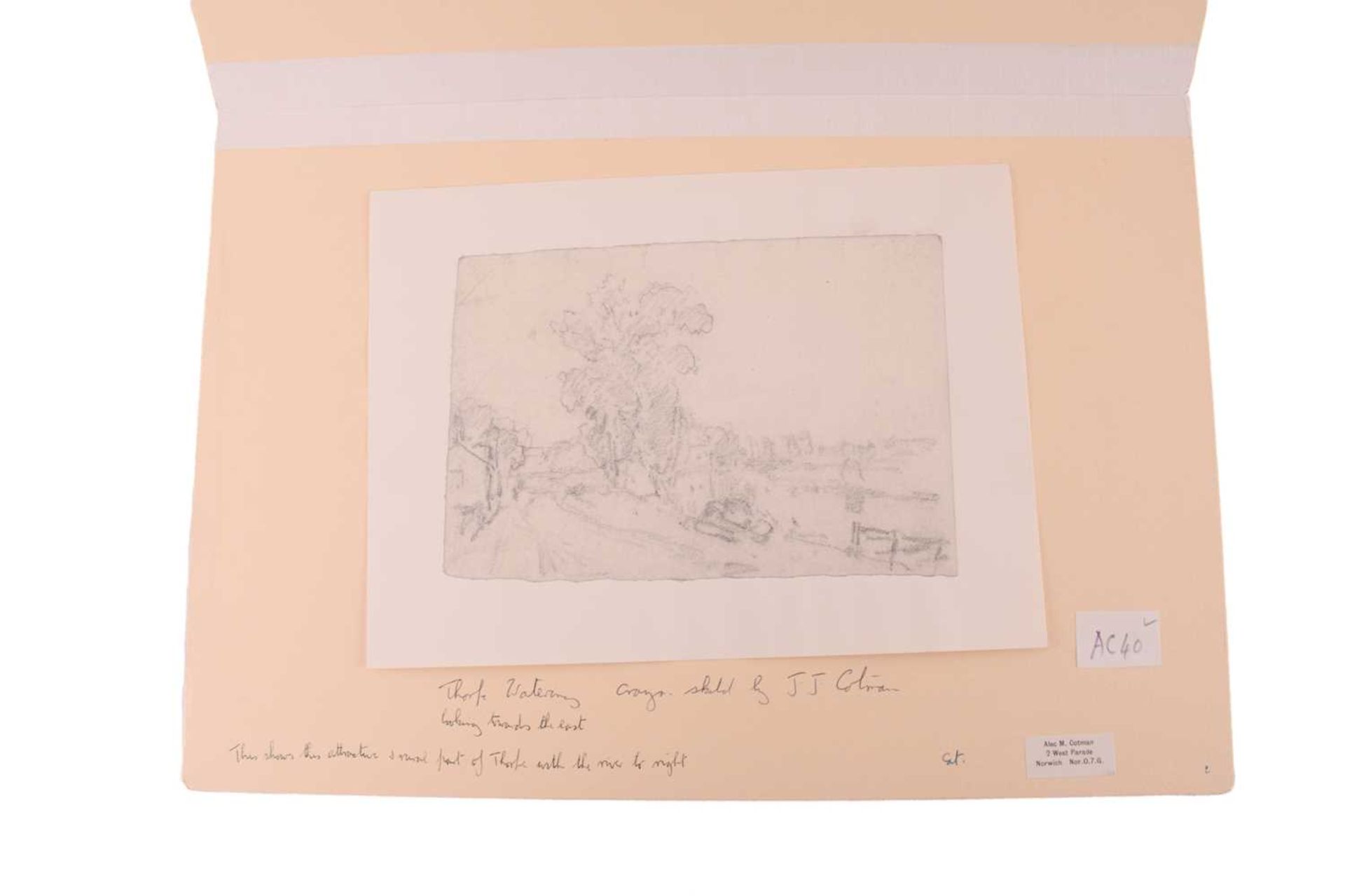 John Joseph Cotman (1814 - 1878), four pencil sketches, 'Trees in landscape', & 'Riverscape', both - Image 13 of 15