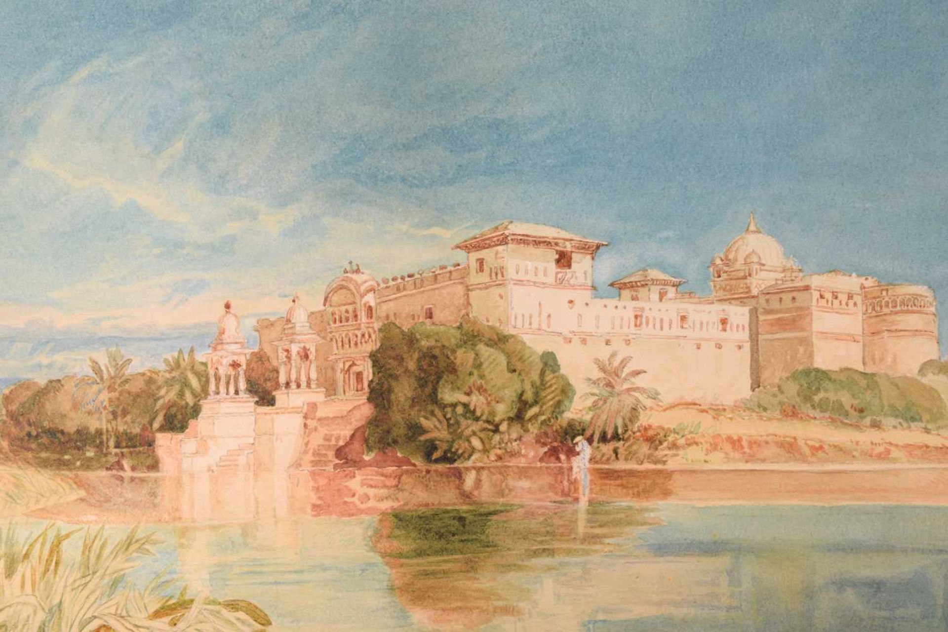 Attributed to Frederick George Cotman (1850 - 1920), 'North African Palace by a River', unsigned - Image 4 of 6