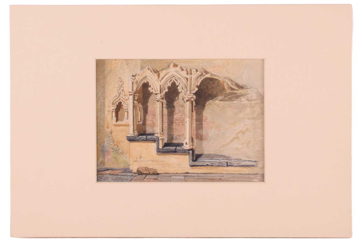 Miles Edmund Cotman (1810 - 1858) 'Sedilia & Piscina in Great Snoring Church, Norfolk', signed, - Image 2 of 6