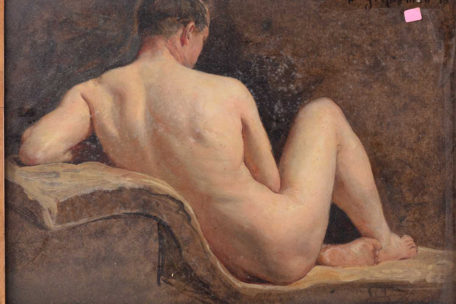 Frederick George Cotman RI. ROI. (British, 1850-1920), 'Rear Study of a Male Nude', signed and - Image 3 of 17