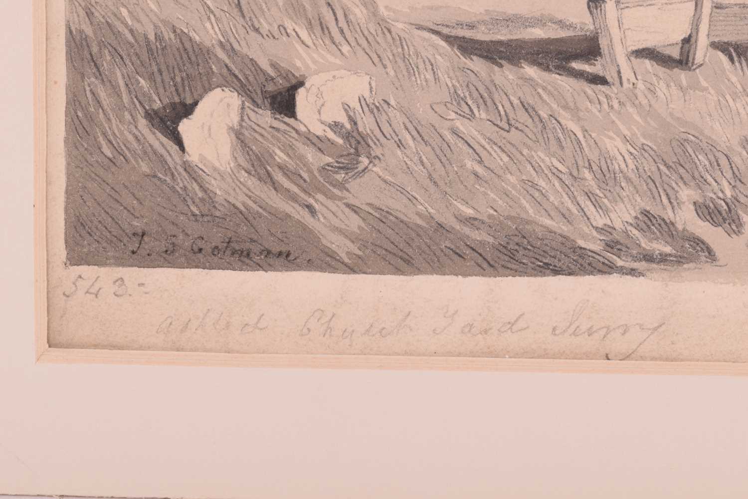 John Sell Cotman (1782 - 1842), 'Rural Lane with Figure and Water Trough', signed, pencil sketch, - Image 4 of 9