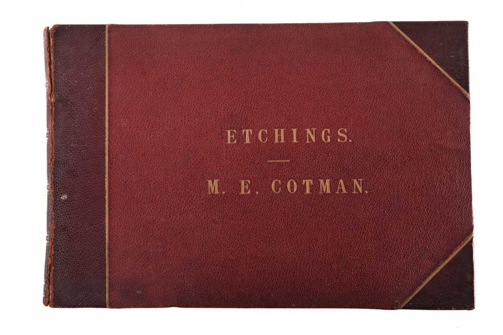 Etchings by M. E. Cotman, two volumes, one half calf bound containing ten etchings on thick card and - Image 4 of 15