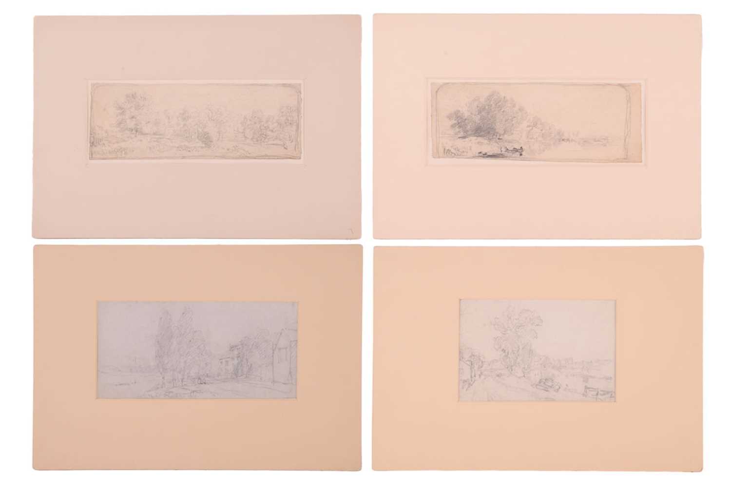 John Joseph Cotman (1814 - 1878), four pencil sketches, 'Trees in landscape', & 'Riverscape', both