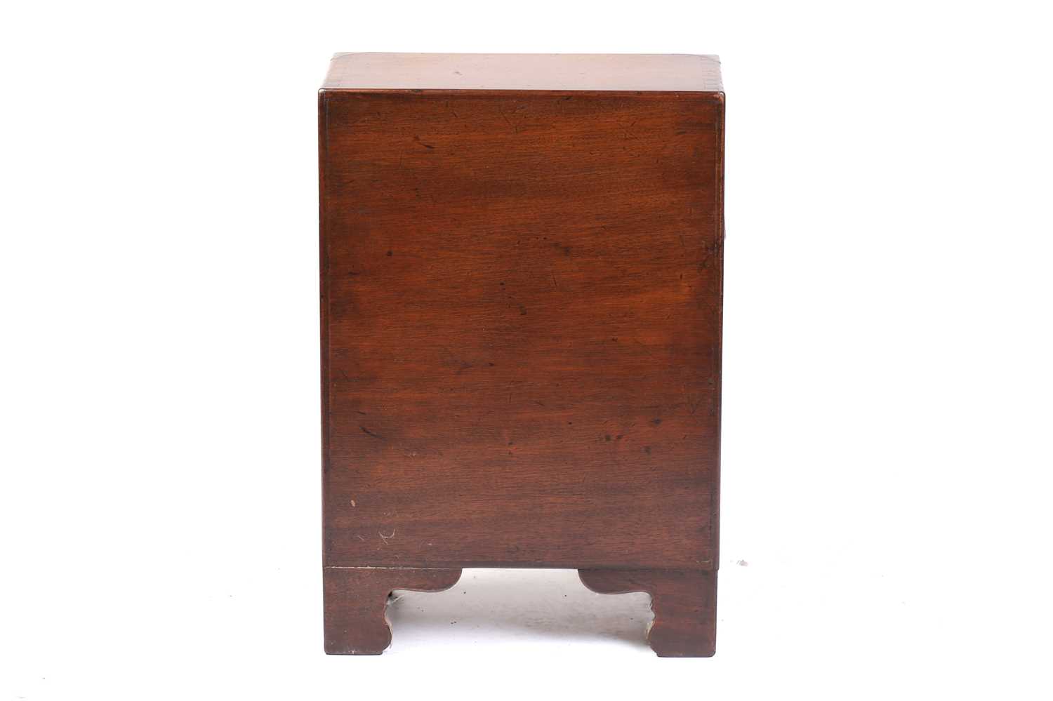 A small brass-bound mahogany campaign style three-drawer pedestal chest of drawers, 20th century, - Image 10 of 10