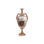 A John Stinton painted Royal Worcester oviform vase (apparently lacking cover), bearing a hand-