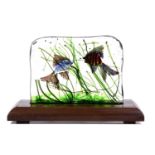 A Murano art glass aquarium rectangular block, probably by Cenedese & Co, 1950s, of radiused