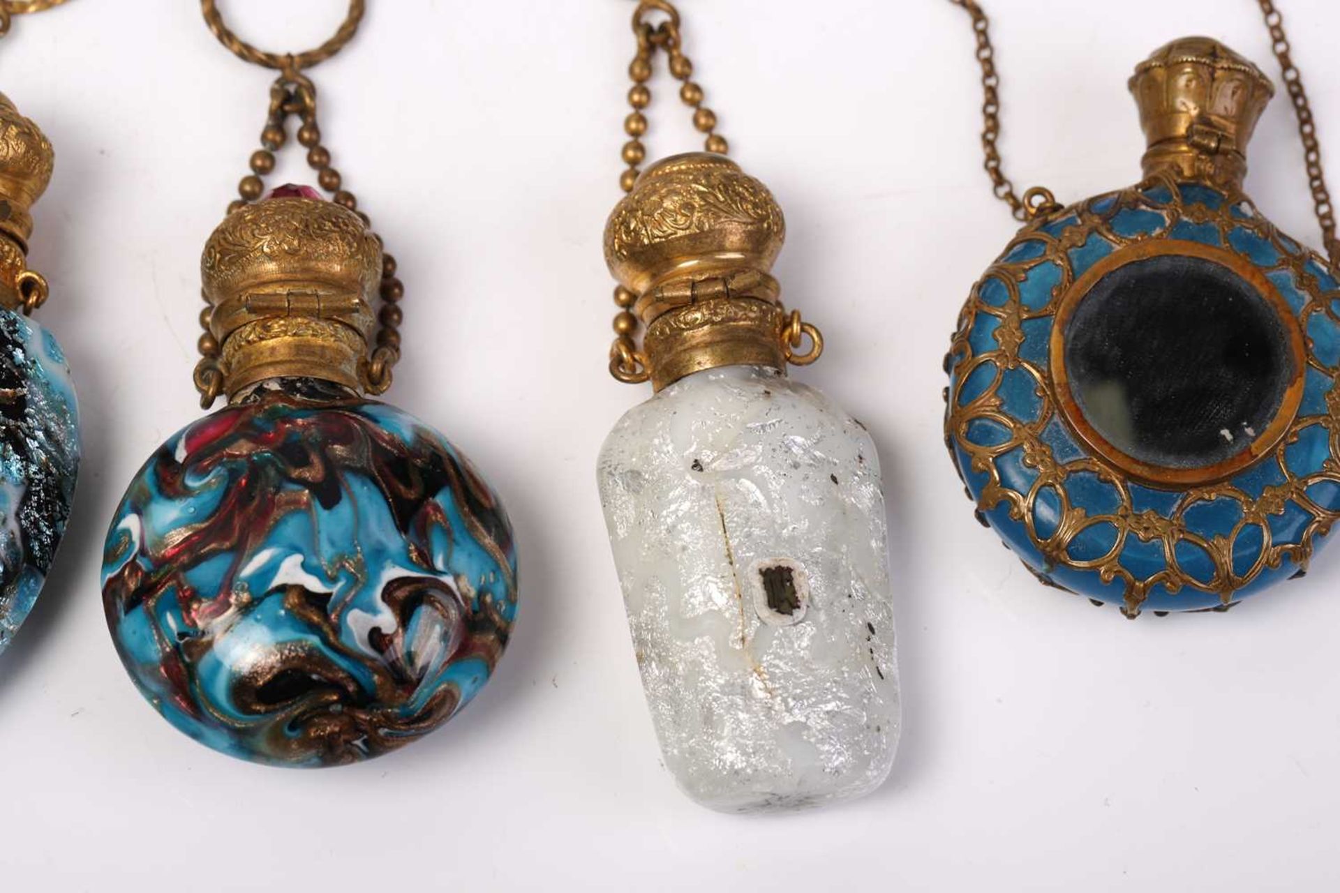 A good collection of miniature Continental ceramic and Murano glass scent bottles, many with gilt - Image 6 of 19