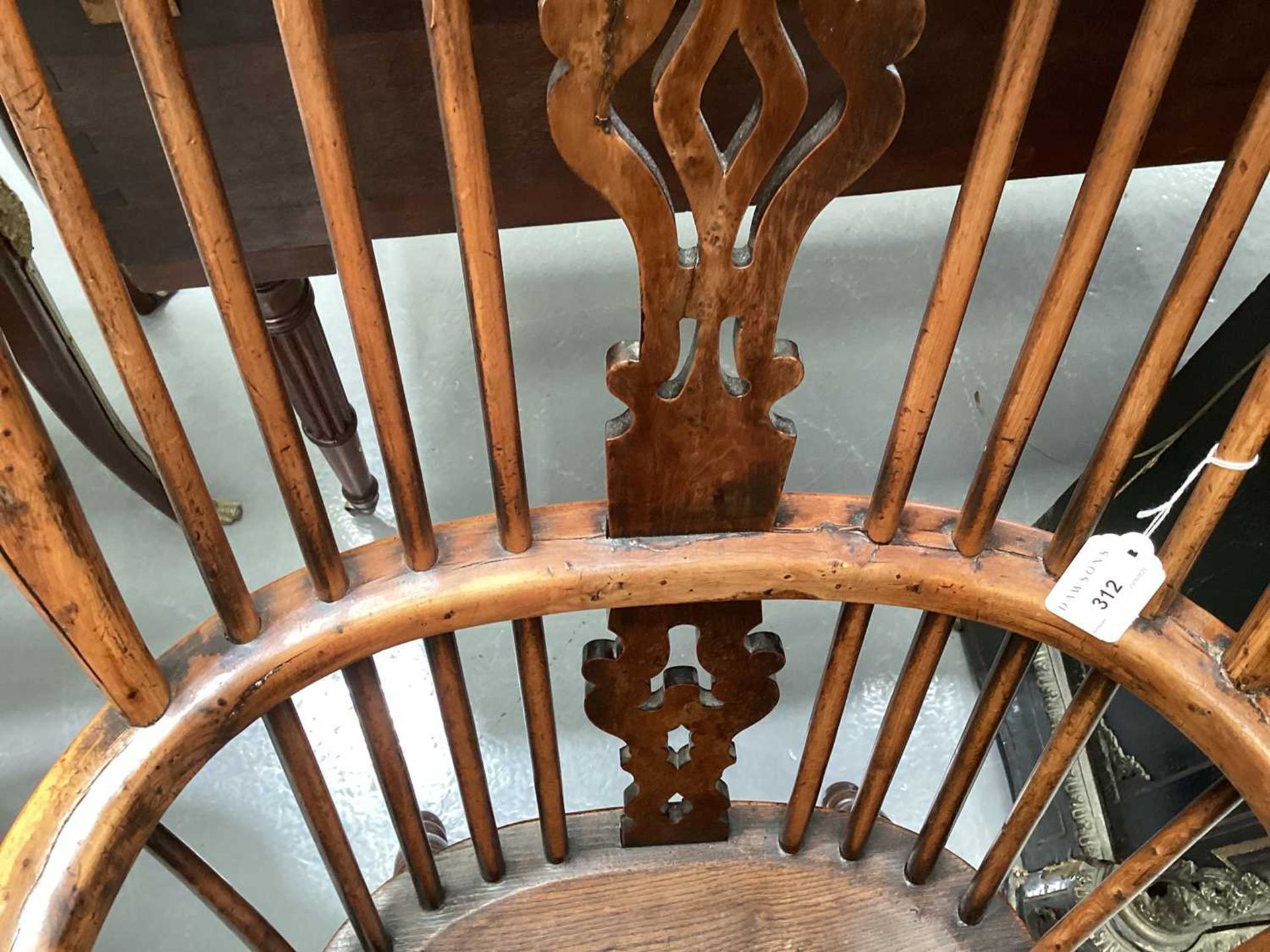 A 19th century Nottinghamshire yew wood and ash high back Windsor chair, with shaped and pierced - Image 8 of 10