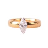 A solitaire diamond ring, set with a marquise cut diamond with an estimated weight of 0.70ct, the