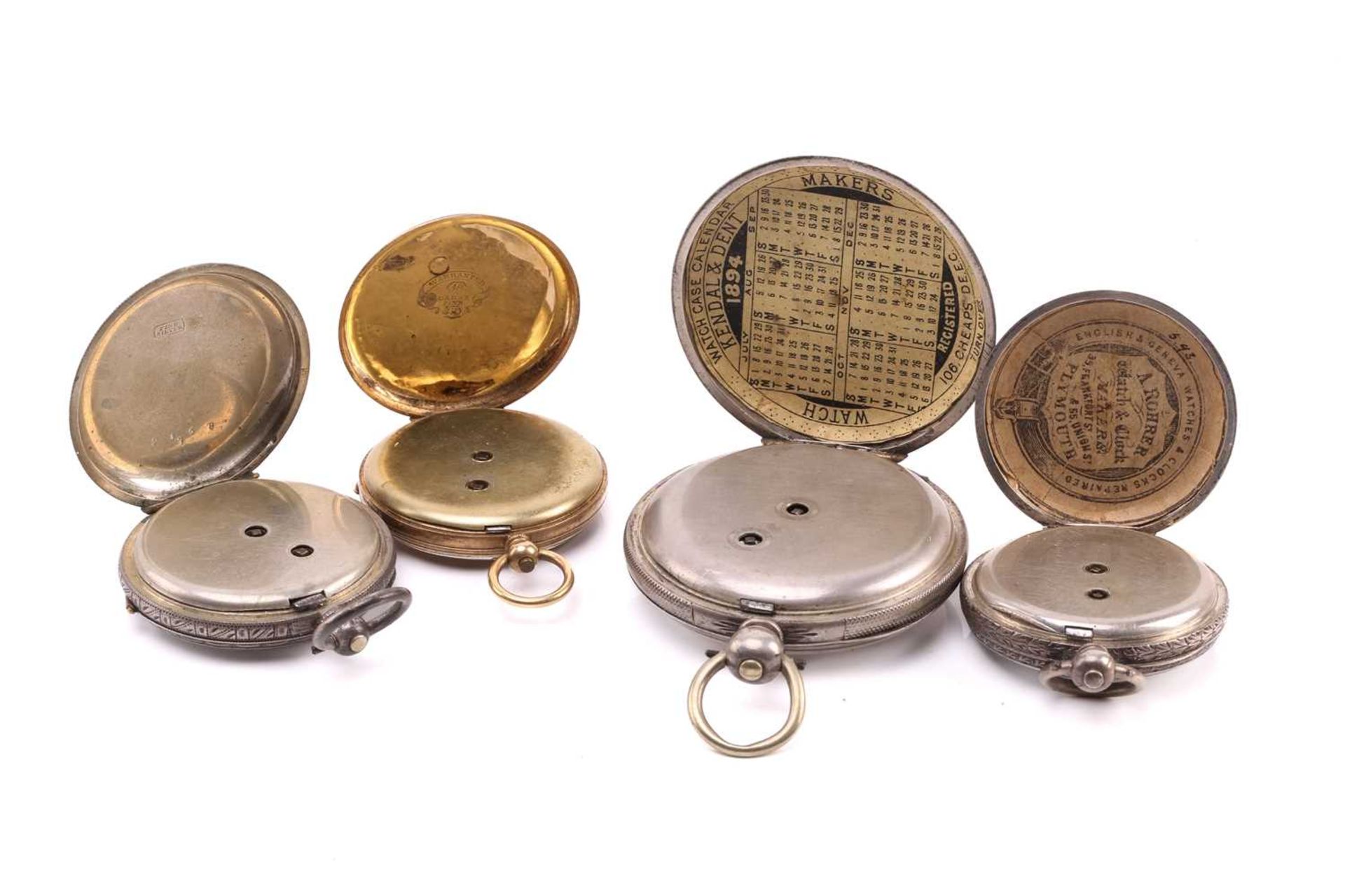 A collection of four open-face pocket watches, comprising of a yellow metal stamped 18ct open-face - Image 3 of 3