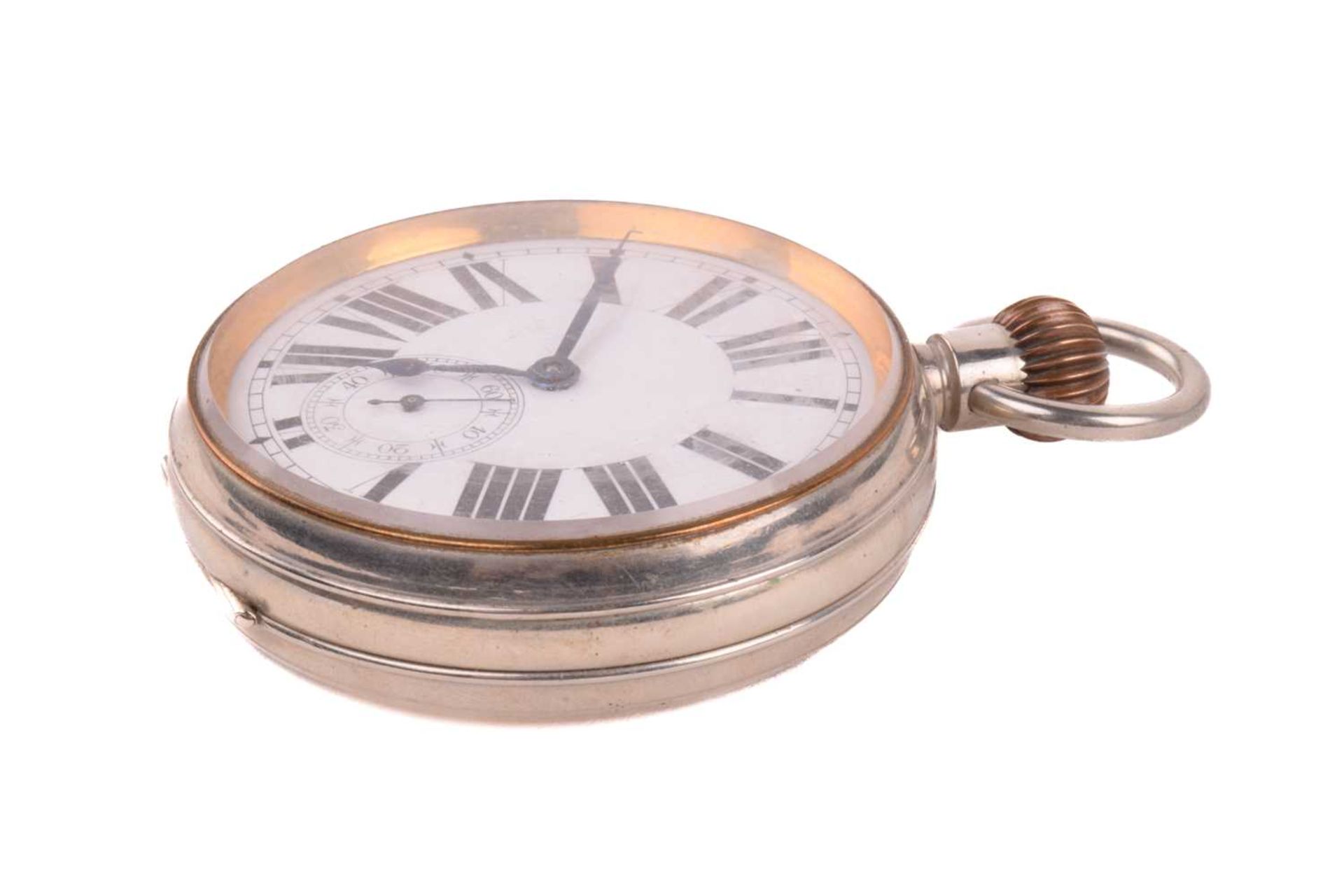 A Goliath pocket watch in a silver case and two further silver pocket watches. The Goliath pocket - Image 8 of 11