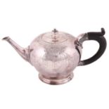 A George II silver bullet shape teapot, Thomas Parr II, London 1734, the hinged cover with turned