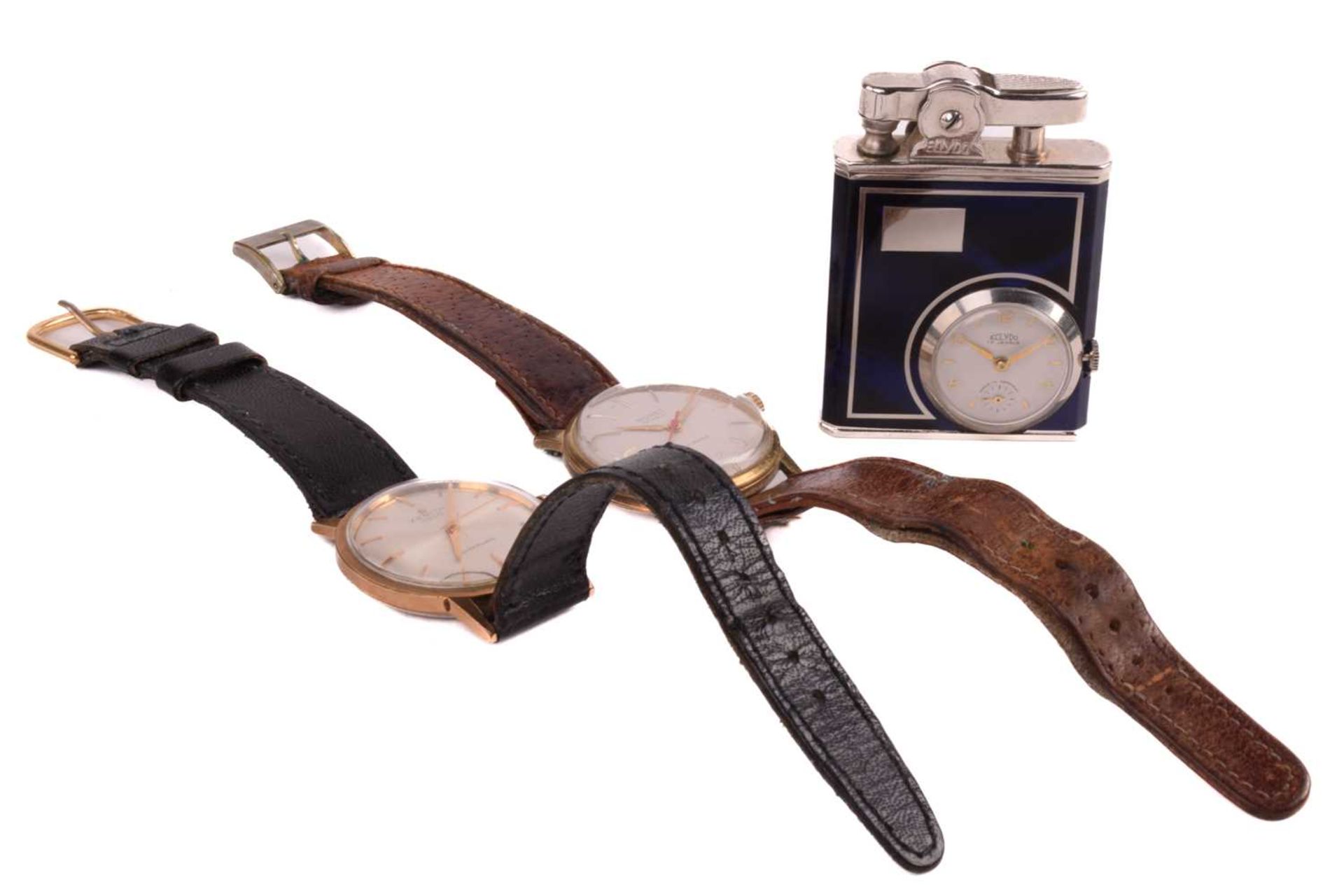 A Zenith 3600 automatic wristwatch, a Ronet Incabloc watch, Eclydo lighter/timepiece. The Zenith - Image 11 of 14