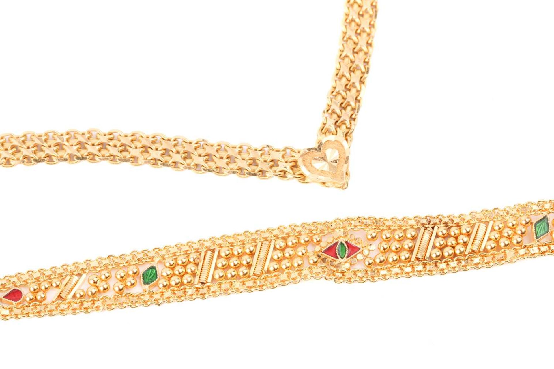 Two 22ct yellow gold bracelets; the first bracelet of chevron form, comprising a bismarck link chain - Image 3 of 5