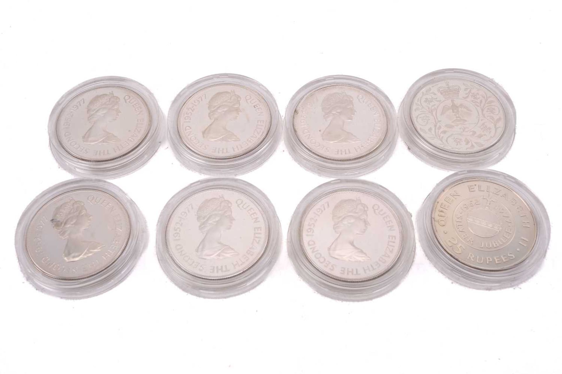 A cased set of eight proof silver encapsulated crown pieces, to commemorate Queen Elizabeth II - Image 3 of 15