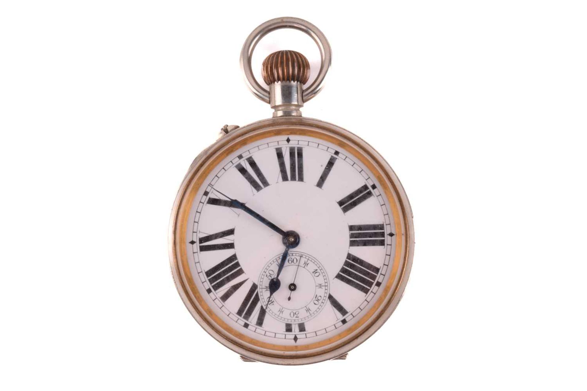 A Goliath pocket watch in a silver case and two further silver pocket watches. The Goliath pocket - Image 6 of 11