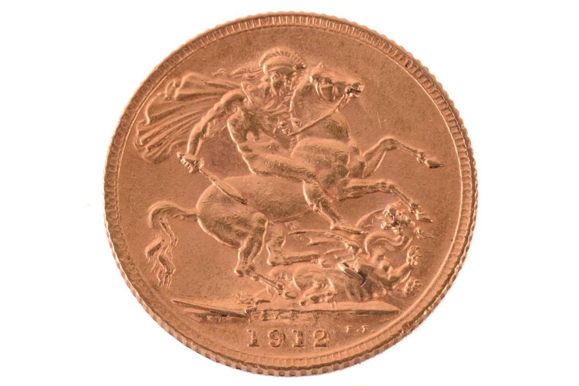 A George V full sovereign 1912, obverse bare head to the left.