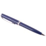 Montblanc - a 'Generation' ballpoint pen in navy blue, with a twist action and white-tone