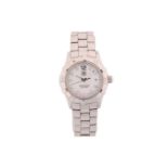 A Tag Heuer Aquaracer 300m stainless steel lady's bracelet watch, mother of pearl dial with