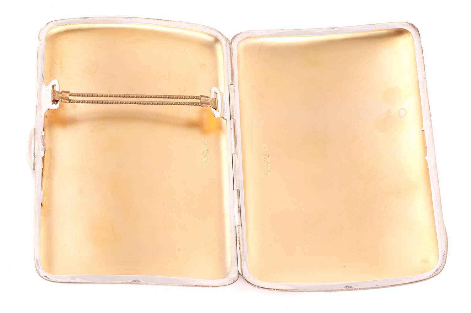 An Edward VII silver cigarette case, Chester 1900 by Colen Hewer Cheshire, with a gold-coloured - Image 7 of 9