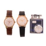 A Zenith 3600 automatic wristwatch, a Ronet Incabloc watch, Eclydo lighter/timepiece. The Zenith