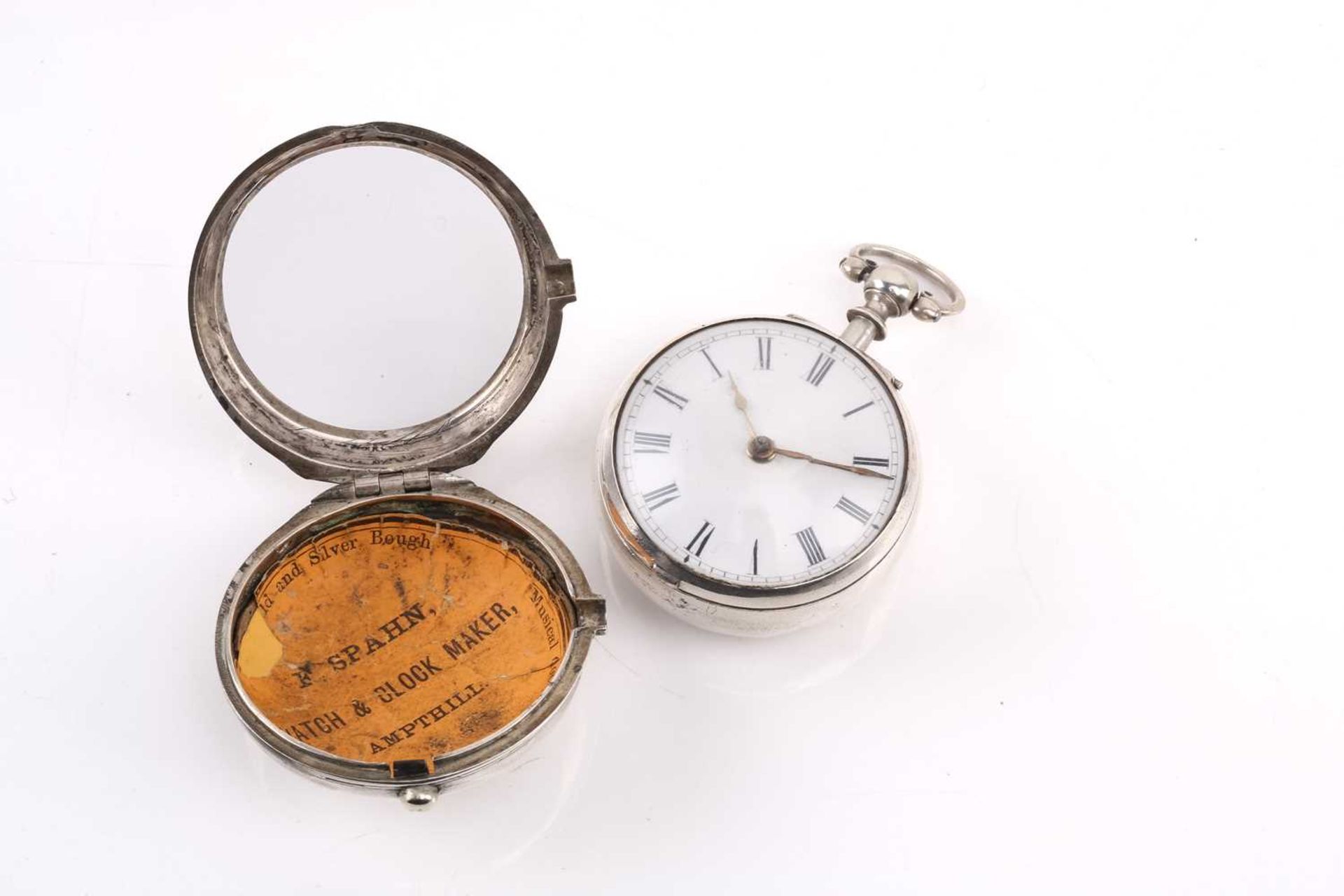 A Silver open-face pocket watch with a pair-case from 1757, featuring a key-wound fusee movement - Image 2 of 4