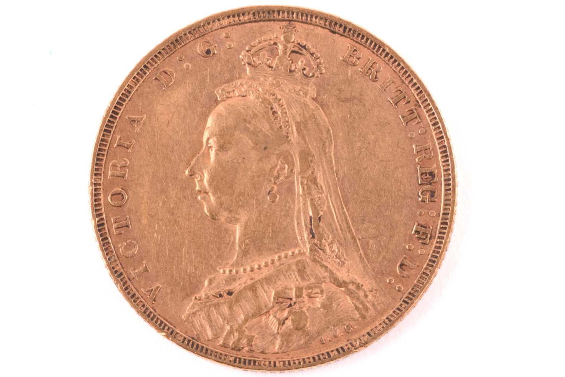 A Victoria full sovereign 1890, obverse with jubilee portrait - Image 2 of 2