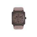 A Bell & Ross Ceramic BR03-92 Commando wristwatch, featuring a Swiss-made automatic movement in a