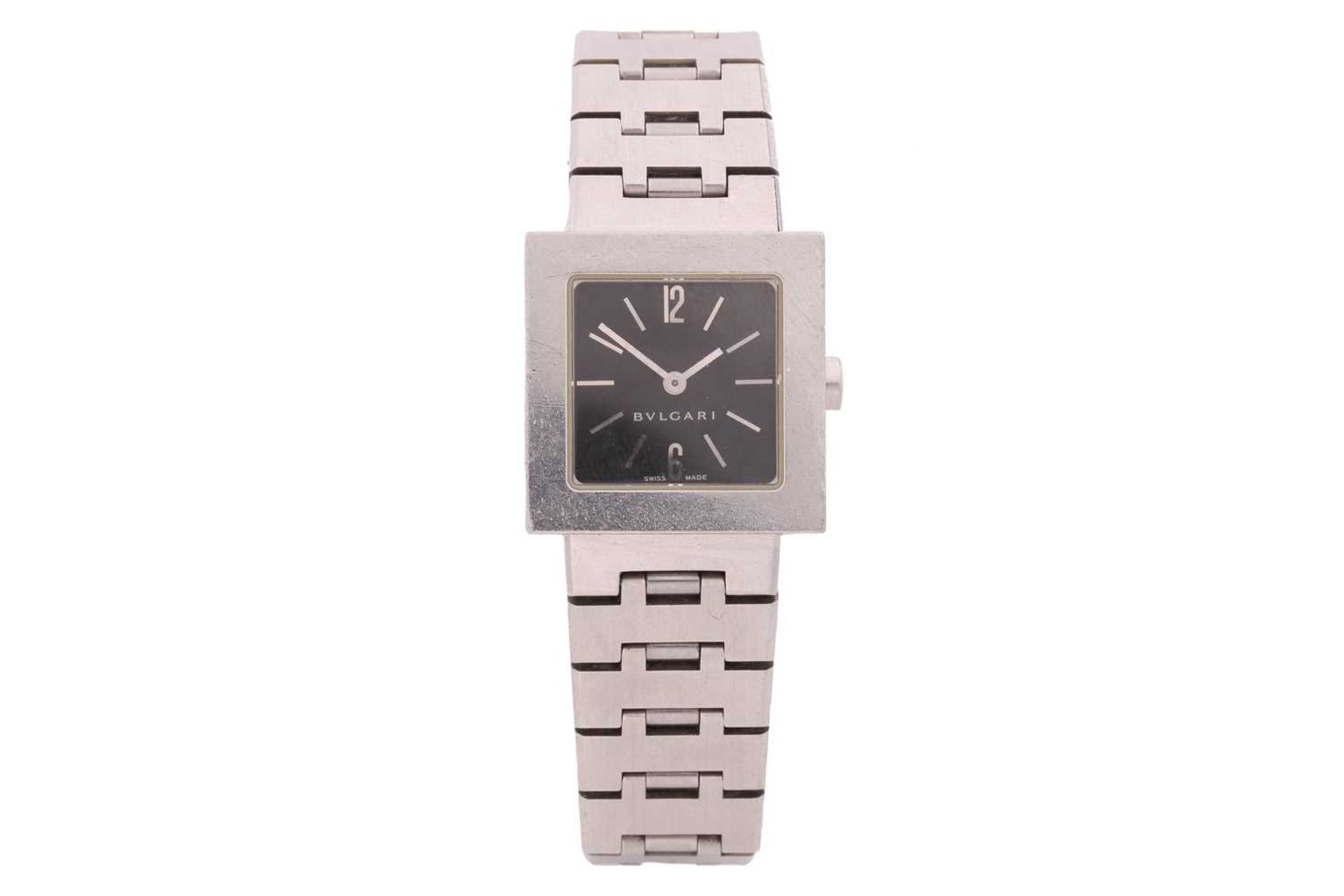 A Bulgari - Bvlgari Quadrato Ref. SQ22SS lady's wristwatch, featuring a Swiss-made quartz movement