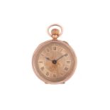 A 9ct gold lady's open-face pocket watch, featuring a Swiss-made keyless wound movement in a