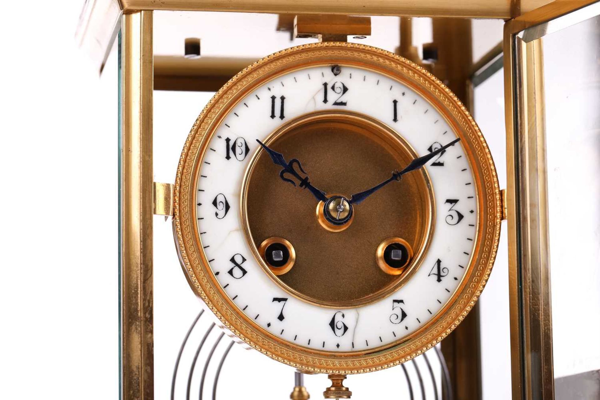 An early 20th-century French "four-glass" mantle clock in a simple gilt brass ogee case, the 8-day - Image 2 of 15