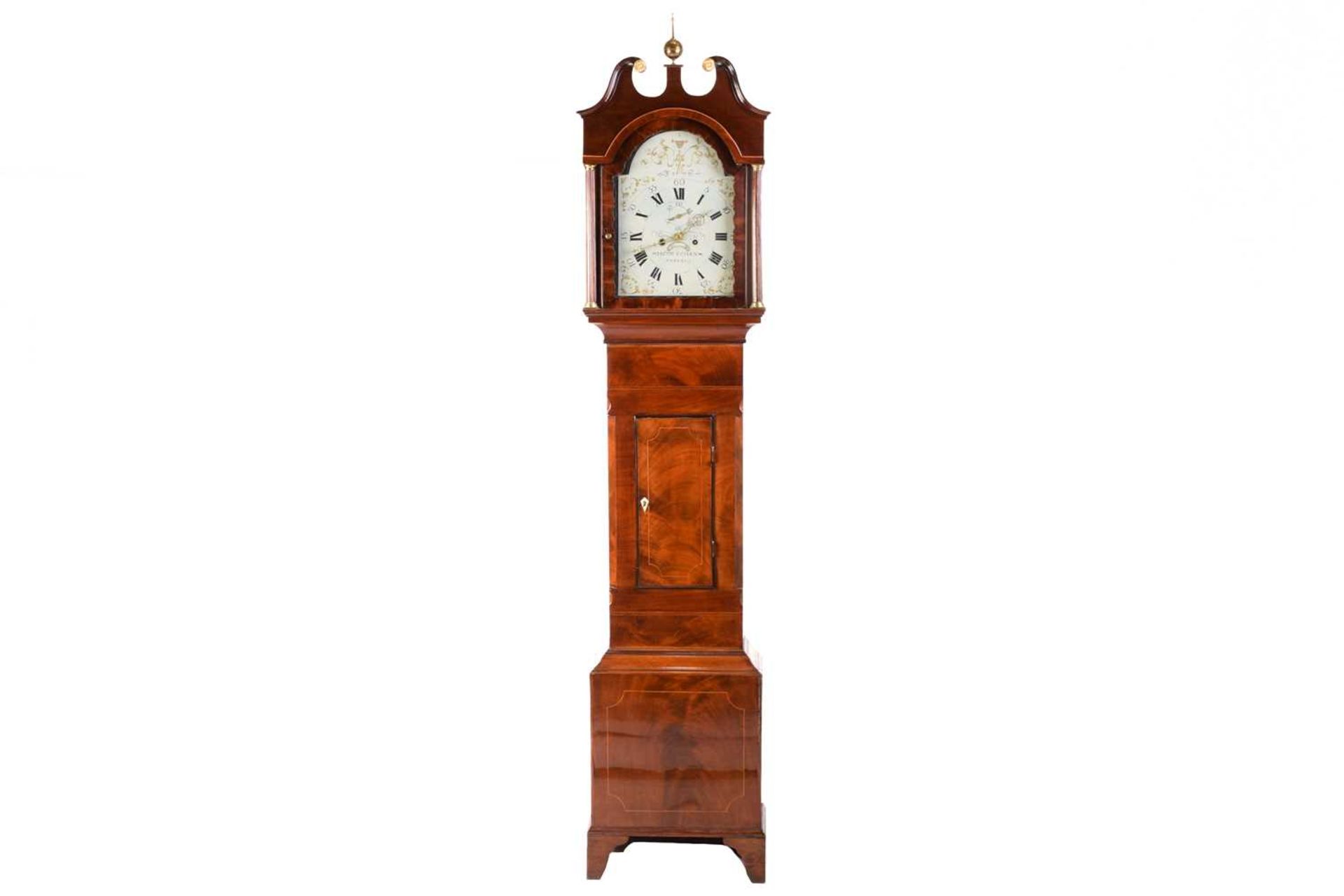 Jacob Cohan (Cohen) Swansea; an unusual documented George III mahogany longcase clock, the broken