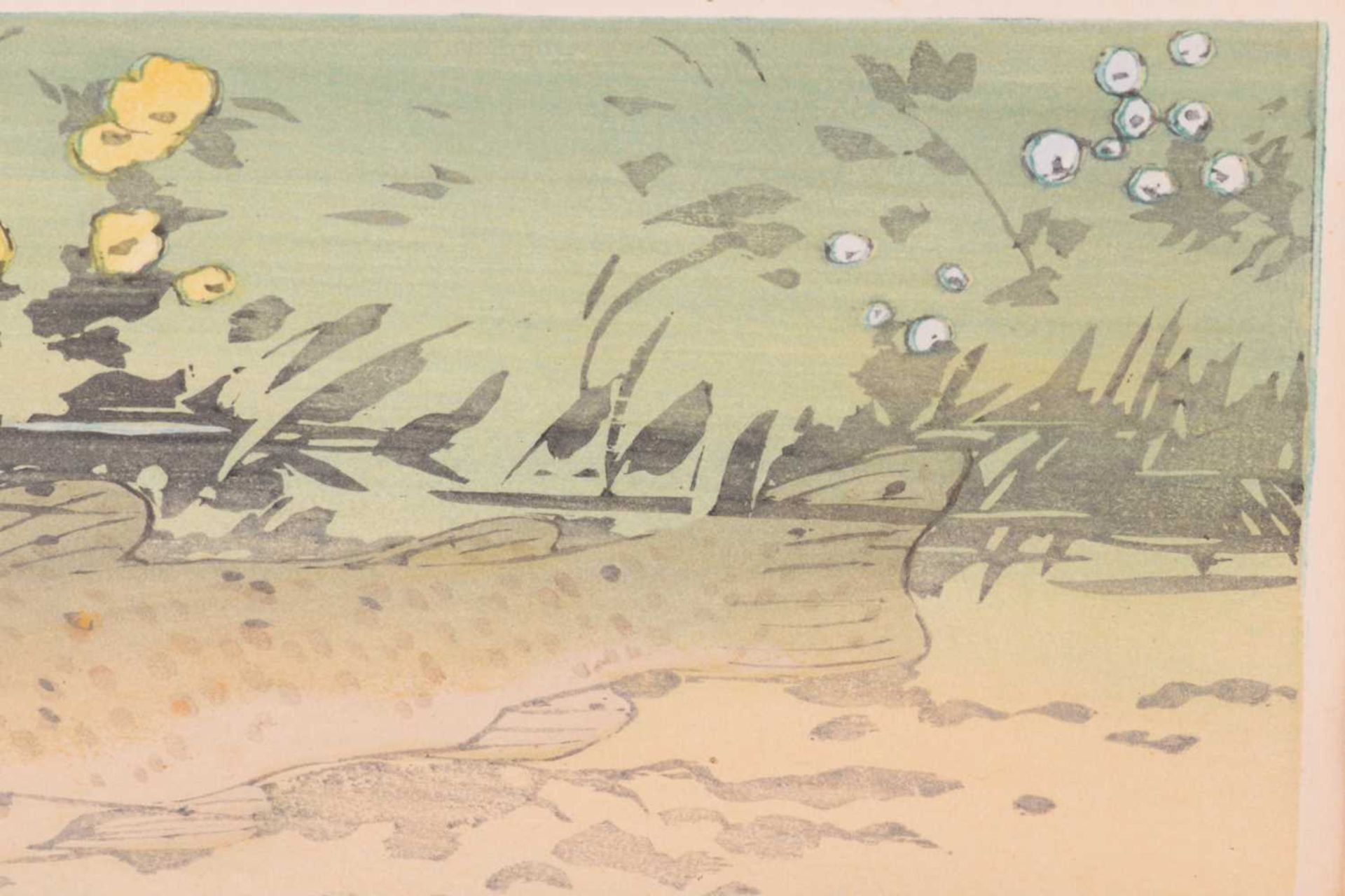 Allen William Seaby (1867 - 1953), Trout, signed in pencil, coloured woodblock print, image 21.5 x - Image 7 of 8