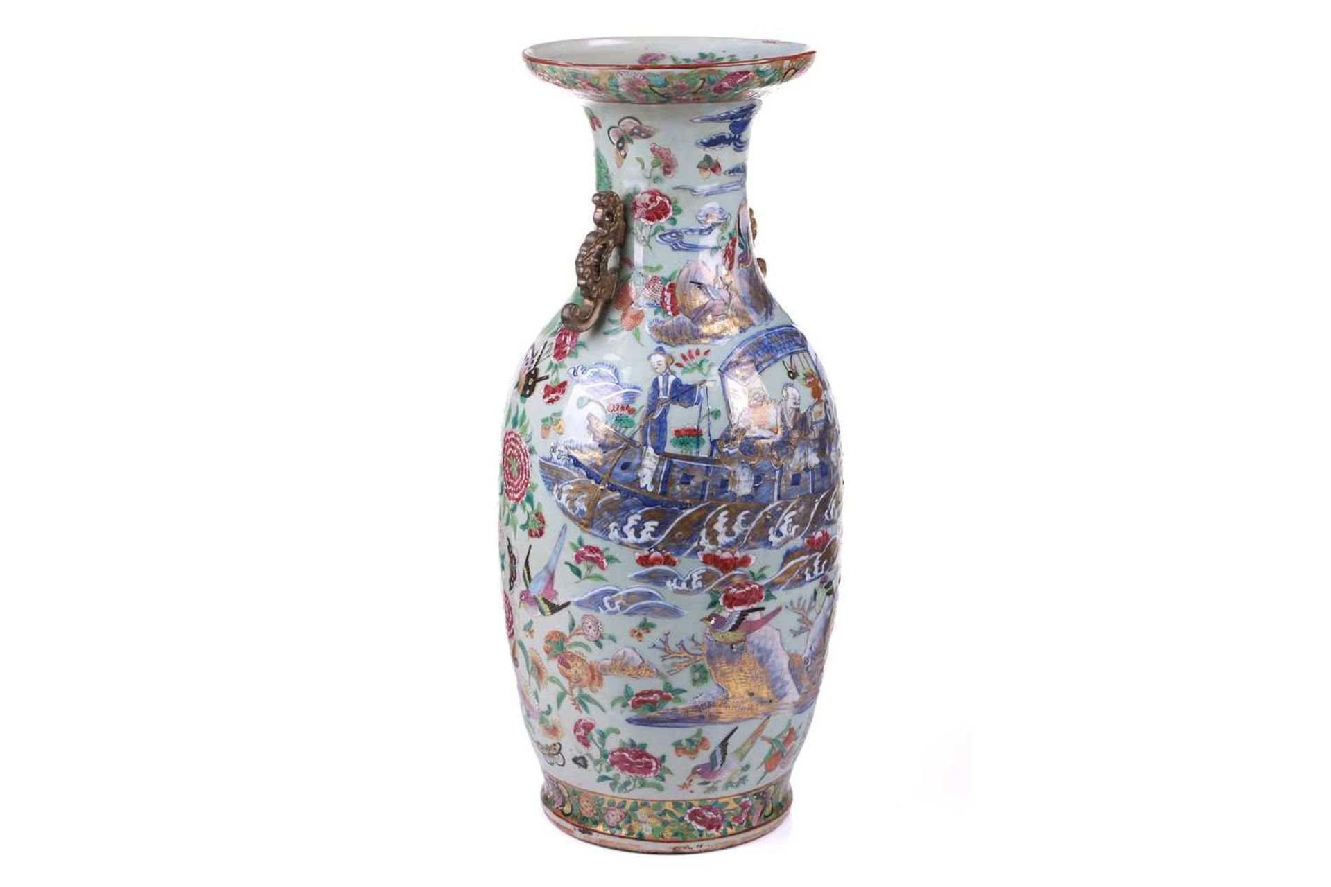 A large Chinese Famile Rose baluster vase, Qing Dynasty, probably Daoguang, with stylized fungus - Image 10 of 20