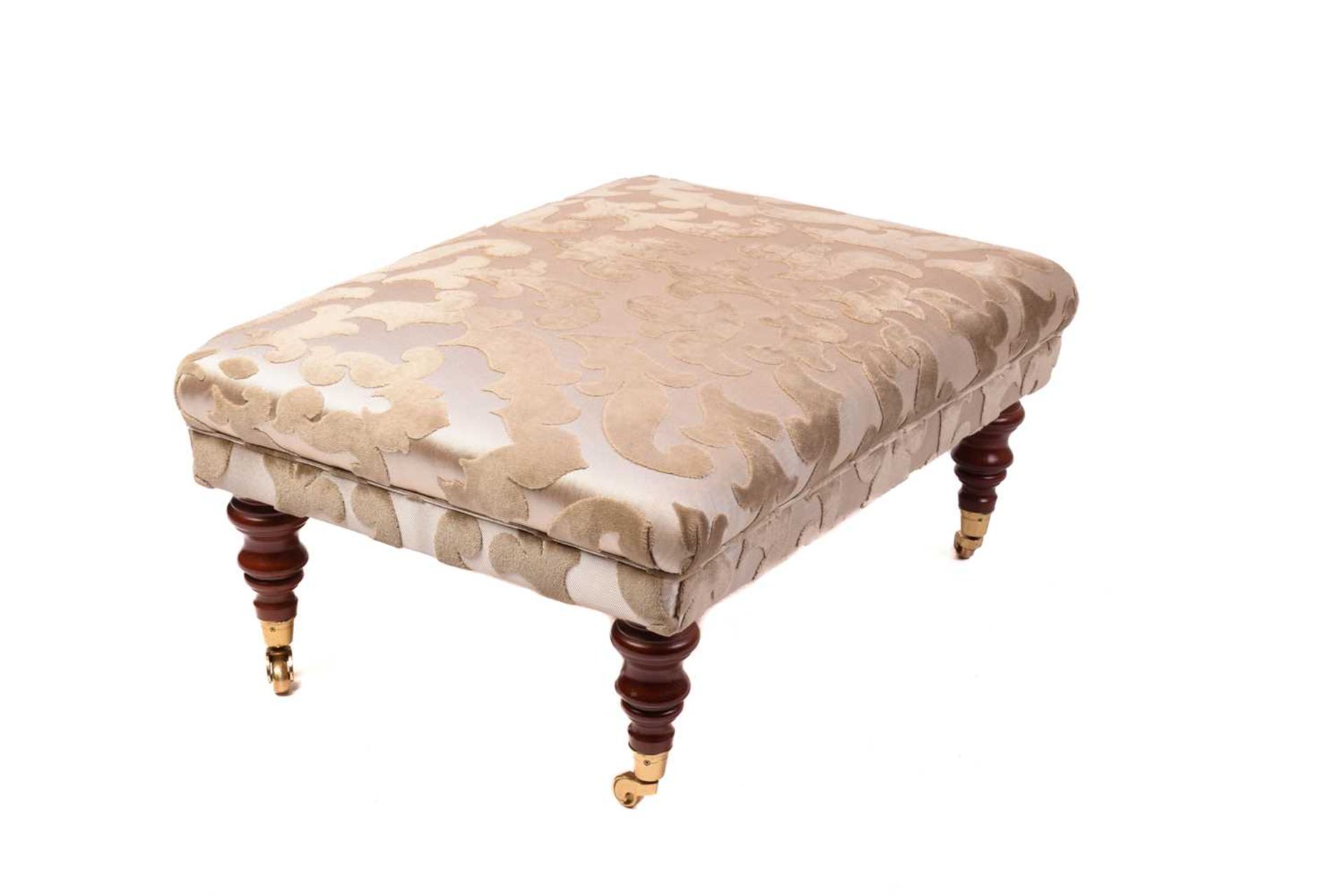 A Regency style settee, 20th century, well upholstered in a square grid pattern material, on - Image 6 of 8