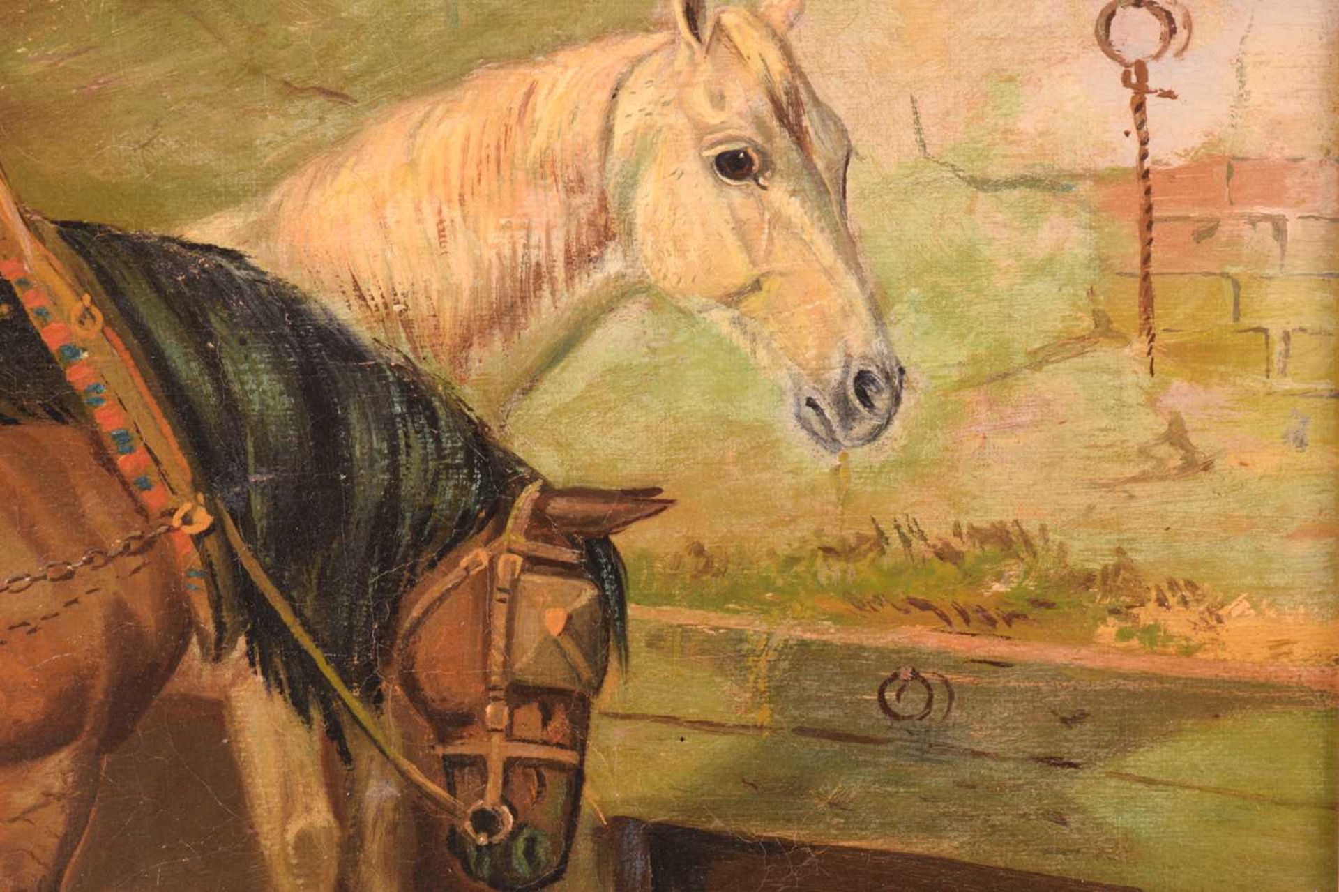 William Albert Clark (1880-1963), A study of two ponies in a stable, signed and dated 1907, oil on - Image 3 of 14