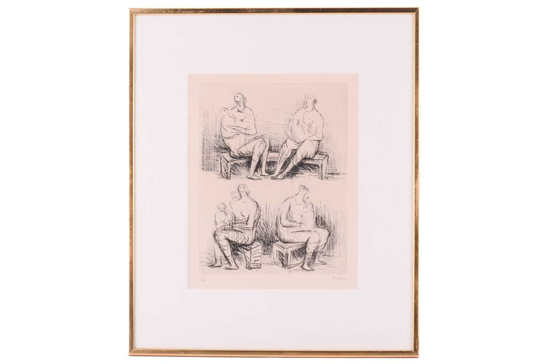 Henry Moore (1898 - 1986), Four Mothers, signed and numbered 5/100 in pencil, etching, plate 30 x 23