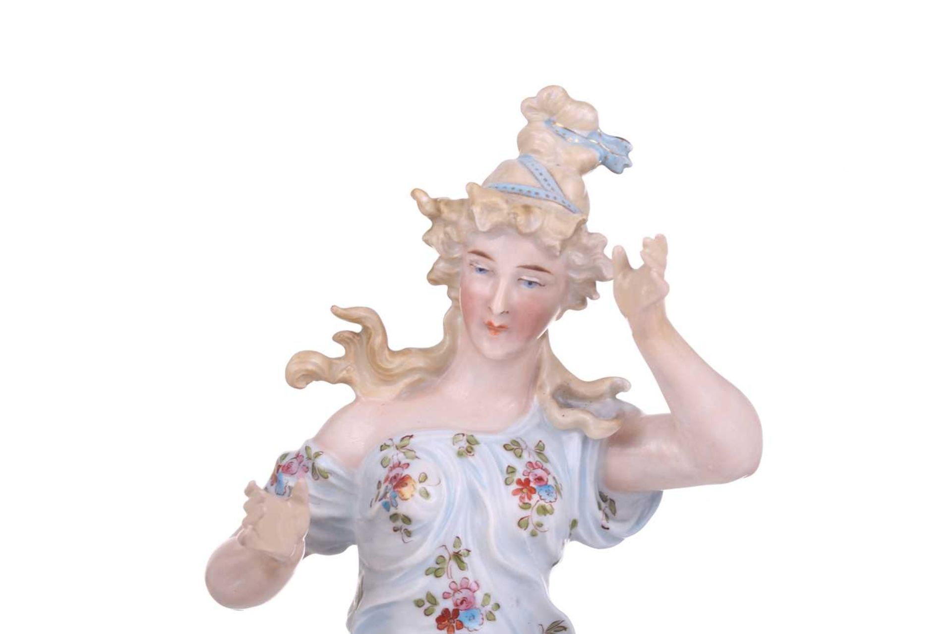 A late 19th-century German Porcelain figural 8-day mantel clock with cherubic and muse surmount - Image 6 of 19